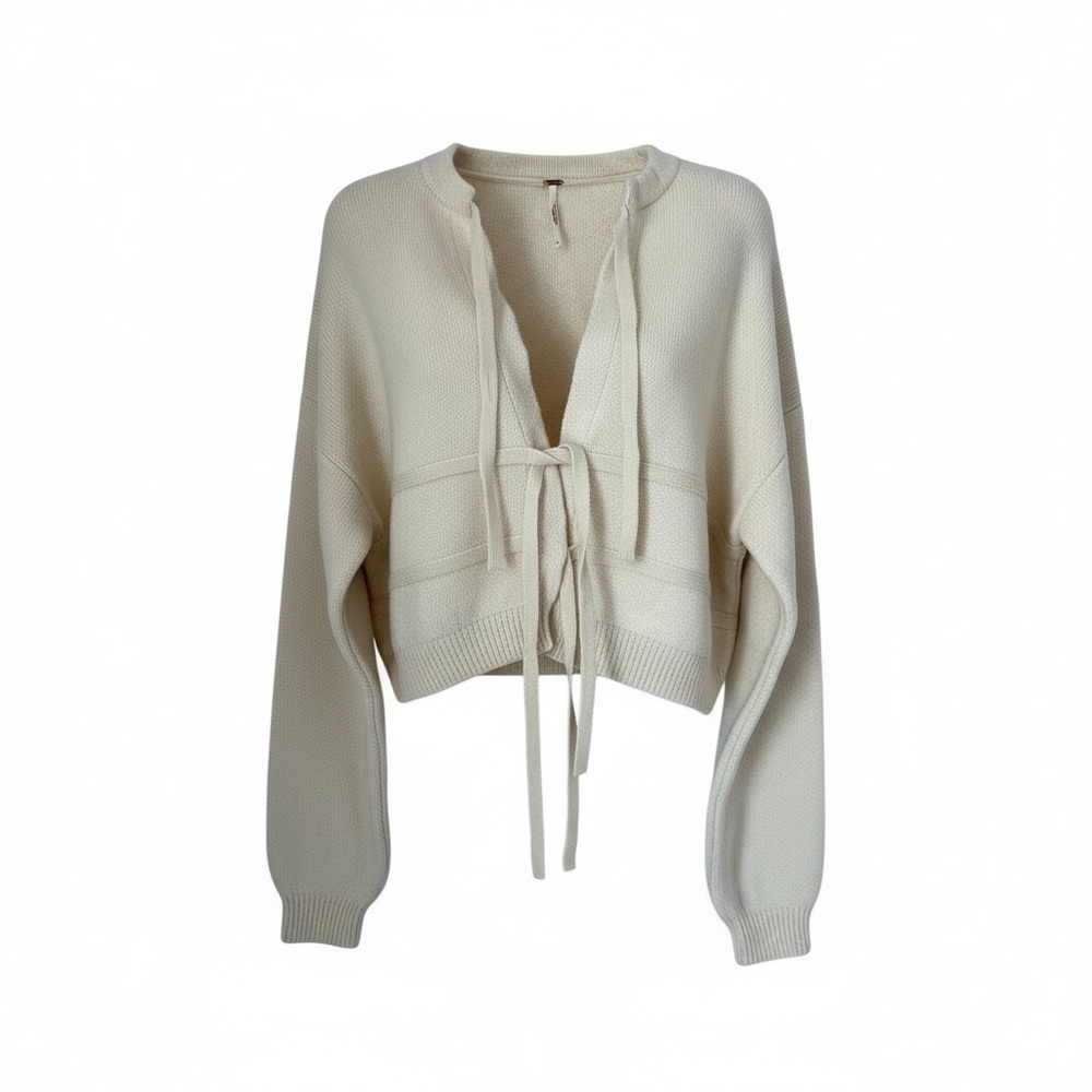 Free People Bow Cardi Cream - Small